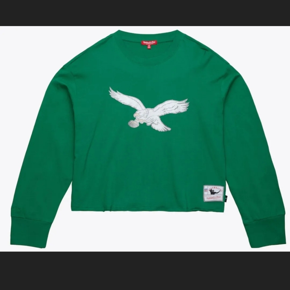 Womens Mitchell & Ness Cropped Eagles Tee